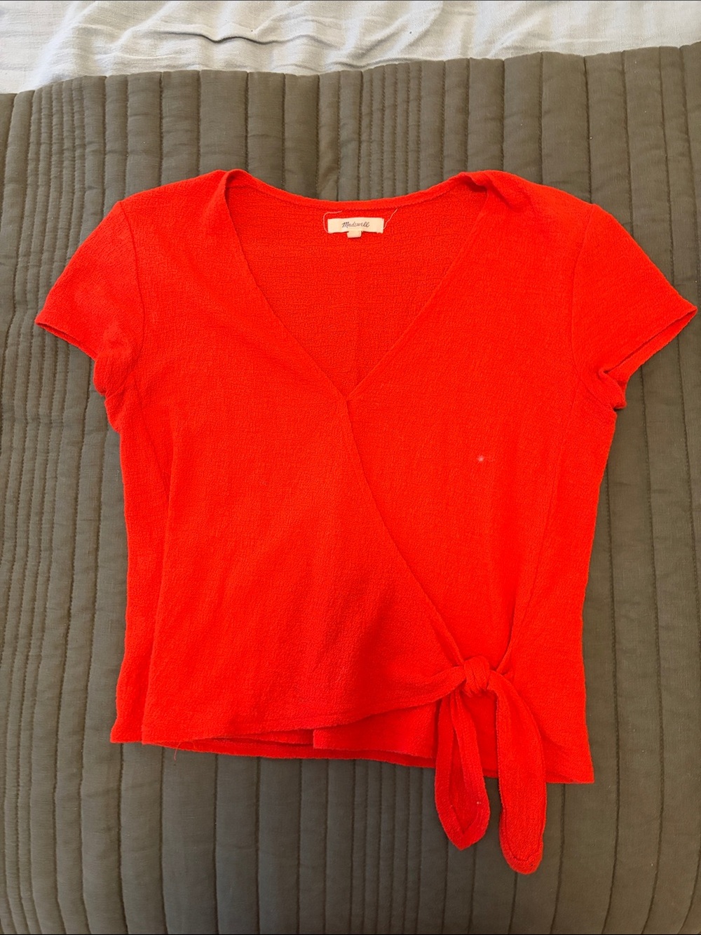 Madewell Bright Red Short Sleeve Wrap Too